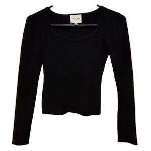 Pink Rose Women's Small Black Ribbed Long Sleeve Knit Top